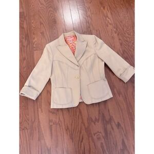 Bandolino Blazer Jacket Women's Sz 12 Beige Tan Paisley Western‎ Stretch Career